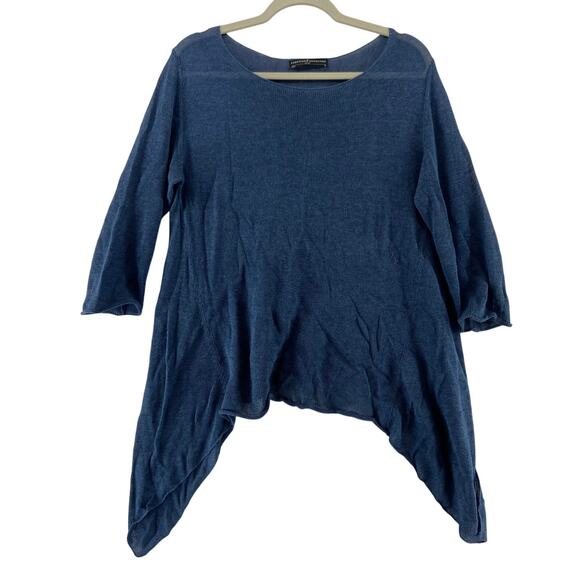 Peruvian Connection Blue Pima Cotton Sweater Size Medium - Picture 1 of 8